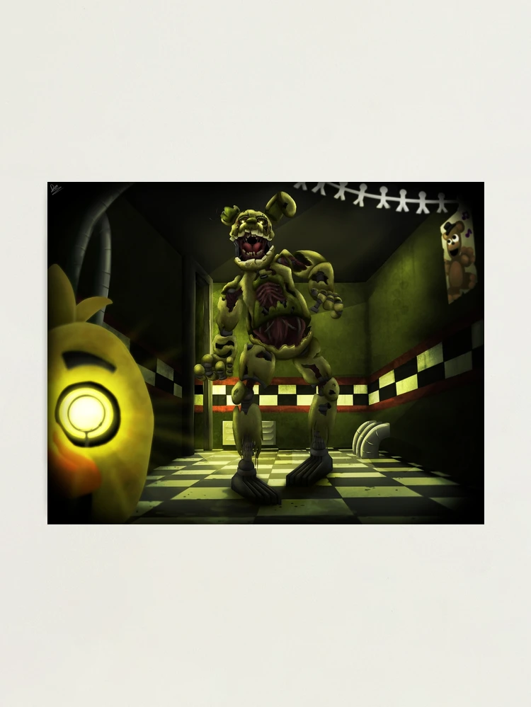 Springtrap sat in chair (white outline) Poster for Sale by DragonessAnim