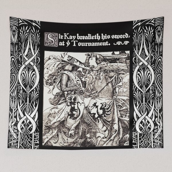 Item preview, ARTHURIAN LEGENDS,SIR KAY BREALIETH HIS SWORD AT TOURNAMENT In Black and White designed and sold by BulganLumini.
