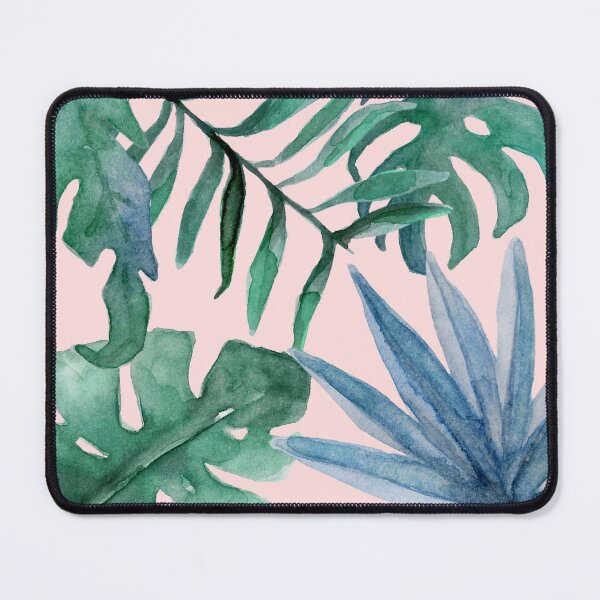 Item preview, Tropical Summer Leaves in Blues, Teals and Pink designed and sold by JulieSouster.