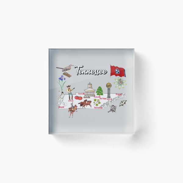 Item preview, Hand Drawn Illustration of Tennessee Map with Tourist Destinations, USA designed and sold by mashmosh.