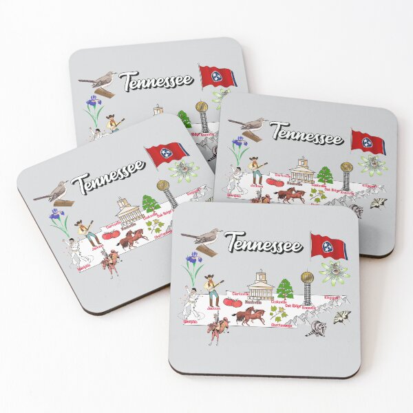Item preview, Hand Drawn Illustration of Tennessee Map with Tourist Destinations, USA designed and sold by mashmosh.