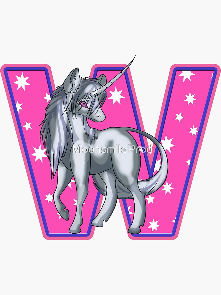 "Unicorn Letter W" Sticker By MoonsmileProd | Redbubble