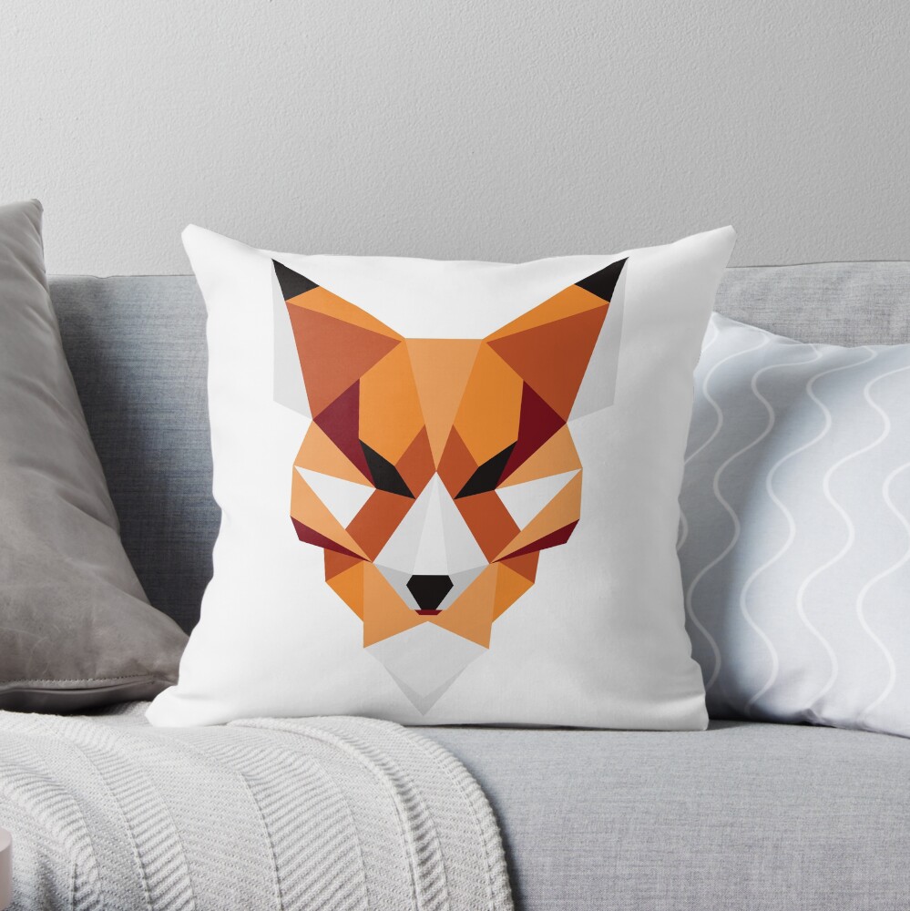 Geometric Fox Throw Pillow