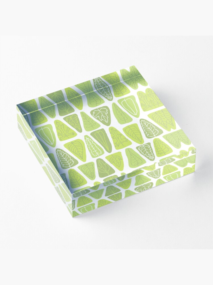 Alternate view of Mid Century Triangle Leaves in Shades of Green Acrylic Block