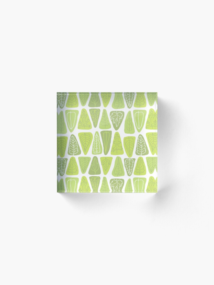 Alternate view of Mid Century Triangle Leaves in Shades of Green Acrylic Block