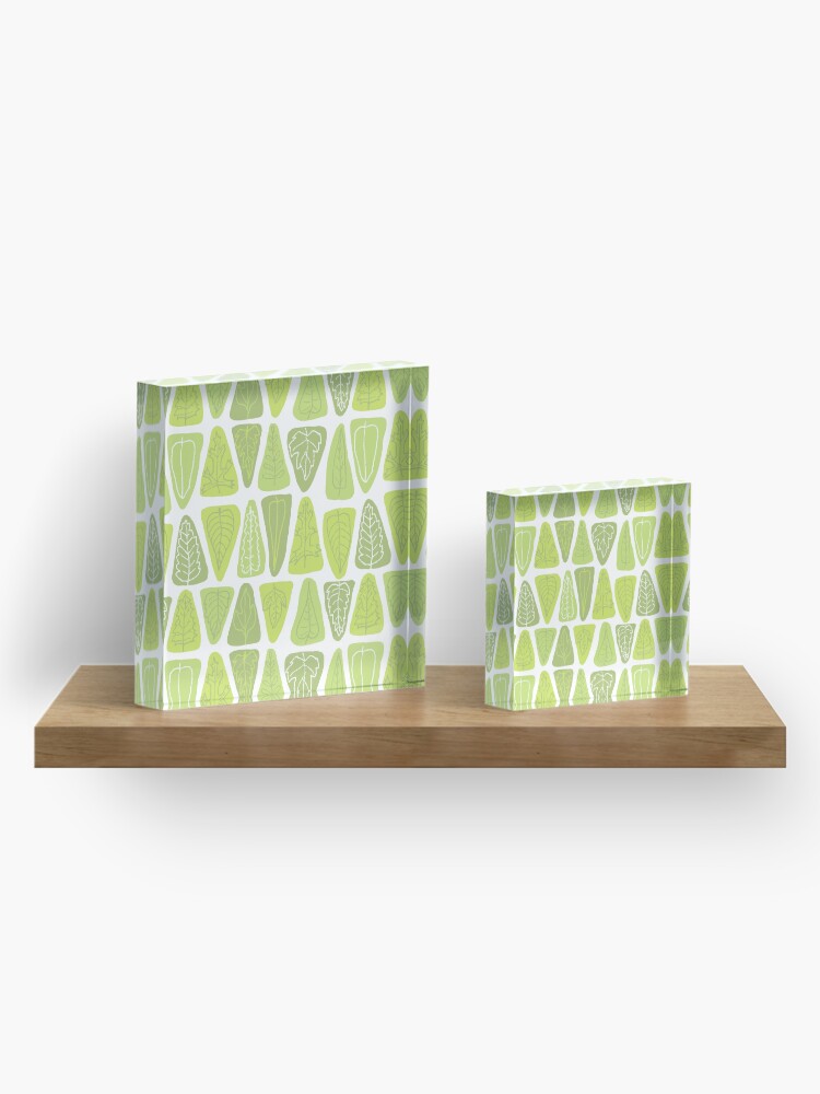 Alternate view of Mid Century Triangle Leaves in Shades of Green Acrylic Block