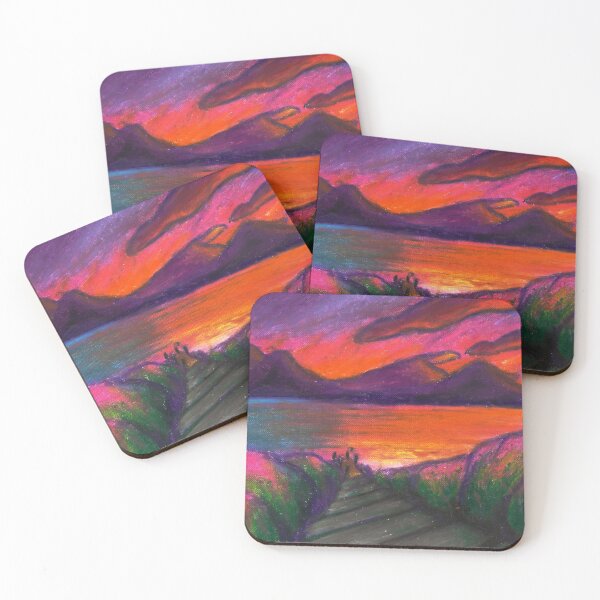 Item preview, Sunset landscape in oil pastels designed and sold by Egle Kristensen.