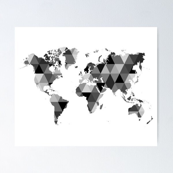 Item preview, World map - grayscale triangles pattern background designed and sold by siyi.