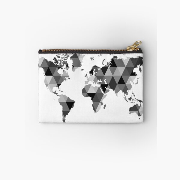 Item preview, World map - grayscale triangles pattern background designed and sold by siyi.