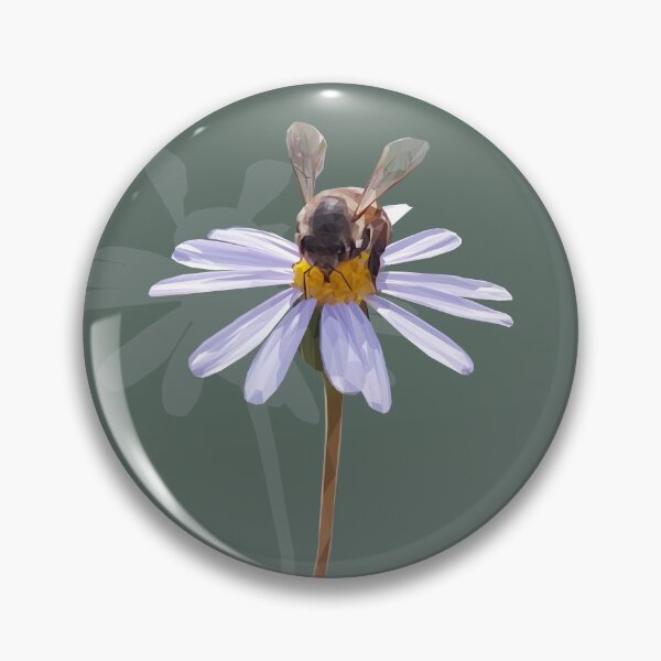 Item preview, Low poly bee on blue aster designed and sold by ErinFCampbell.