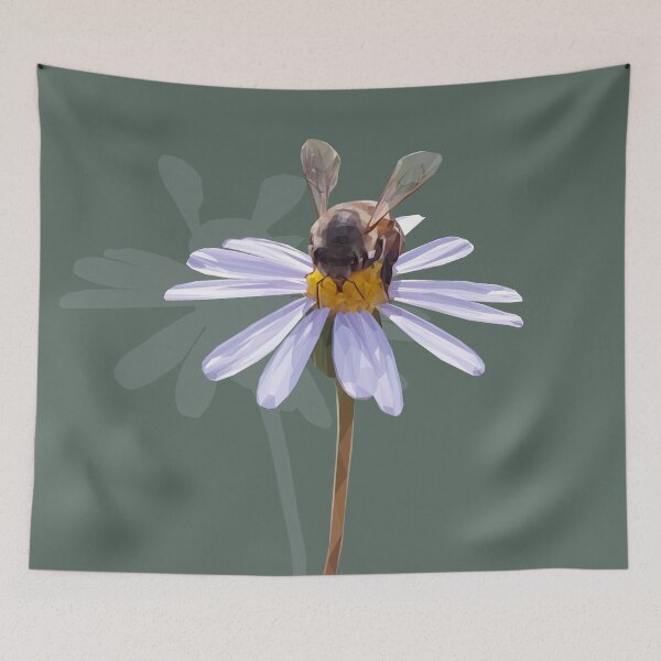 Item preview, Low poly bee on blue aster designed and sold by ErinFCampbell.