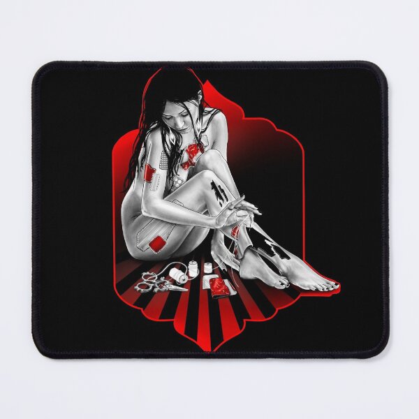 Item preview, Patch by patch- a portrait (black and red illustration) designed and sold by Anicatattoos.