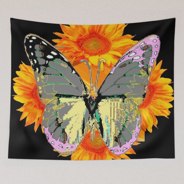 Artikelvorschau, ABASTRACT BUTTERFLY SONNENBLUMEN SCHWARZES KUNSTMUSTER entworfen und verkauft von sharlesart.