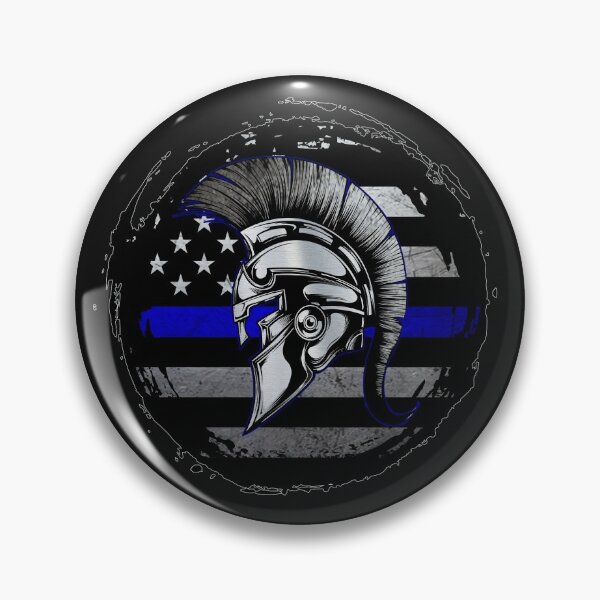 Item preview, Spartan Helmet Thin Blue Line Grunge American Flag Support designed and sold by artistwill.