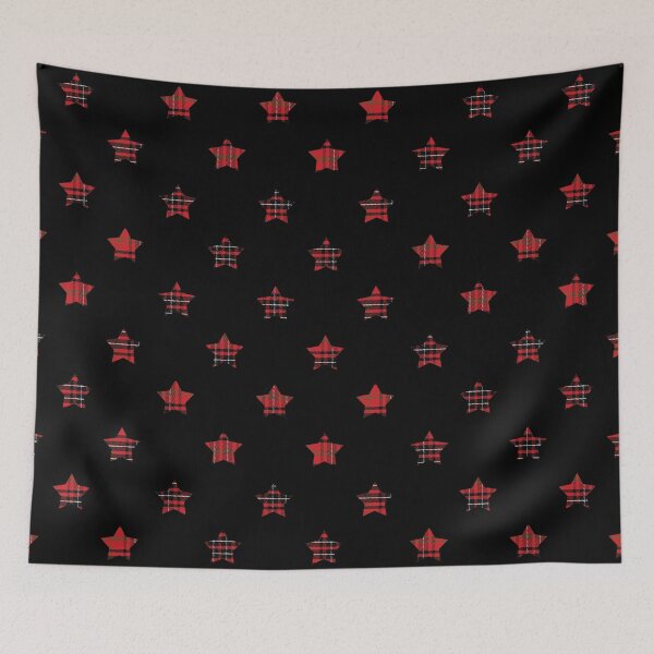 Item preview, Classic Red Tartan Plaid Stars Pattern  designed and sold by SoccaTamam.
