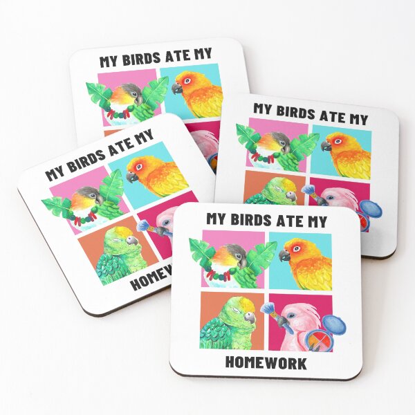 Item preview, My Birds Ate My Homework - Funny Parrot Owner Watercolor designed and sold by Ivy Lily Art.