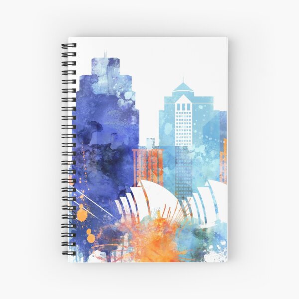 Kansas city skyline watercolor Spiral Notebook