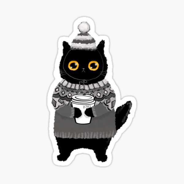 Kitty in Grey Lopapeysa Sticker