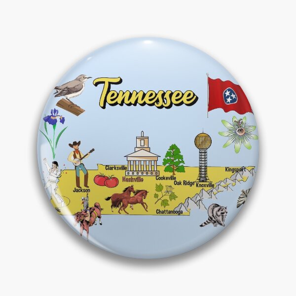 Item preview, tourist map of Tennessee state, USA, major cities, flag, landmarks designed and sold by mashmosh.