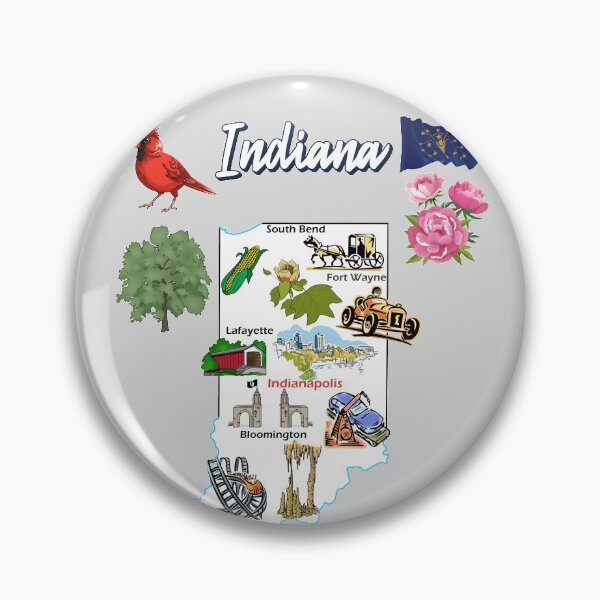Item preview, Hand Drawn Illustration of Indiana Map with Tourist Destinations, attractions, USA designed and sold by mashmosh.