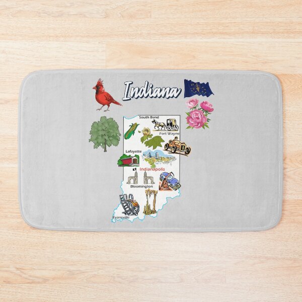 Item preview, Hand Drawn Illustration of Indiana Map with Tourist Destinations, attractions, USA designed and sold by mashmosh.