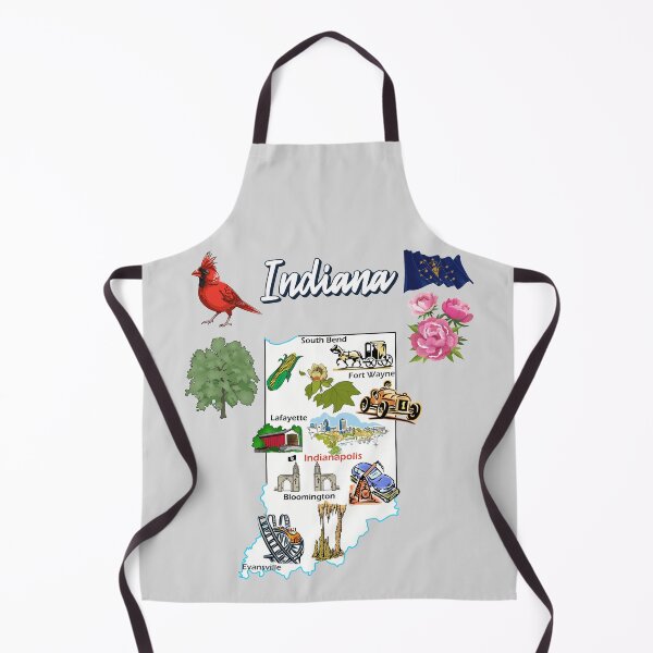 Item preview, Hand Drawn Illustration of Indiana Map with Tourist Destinations, attractions, USA designed and sold by mashmosh.