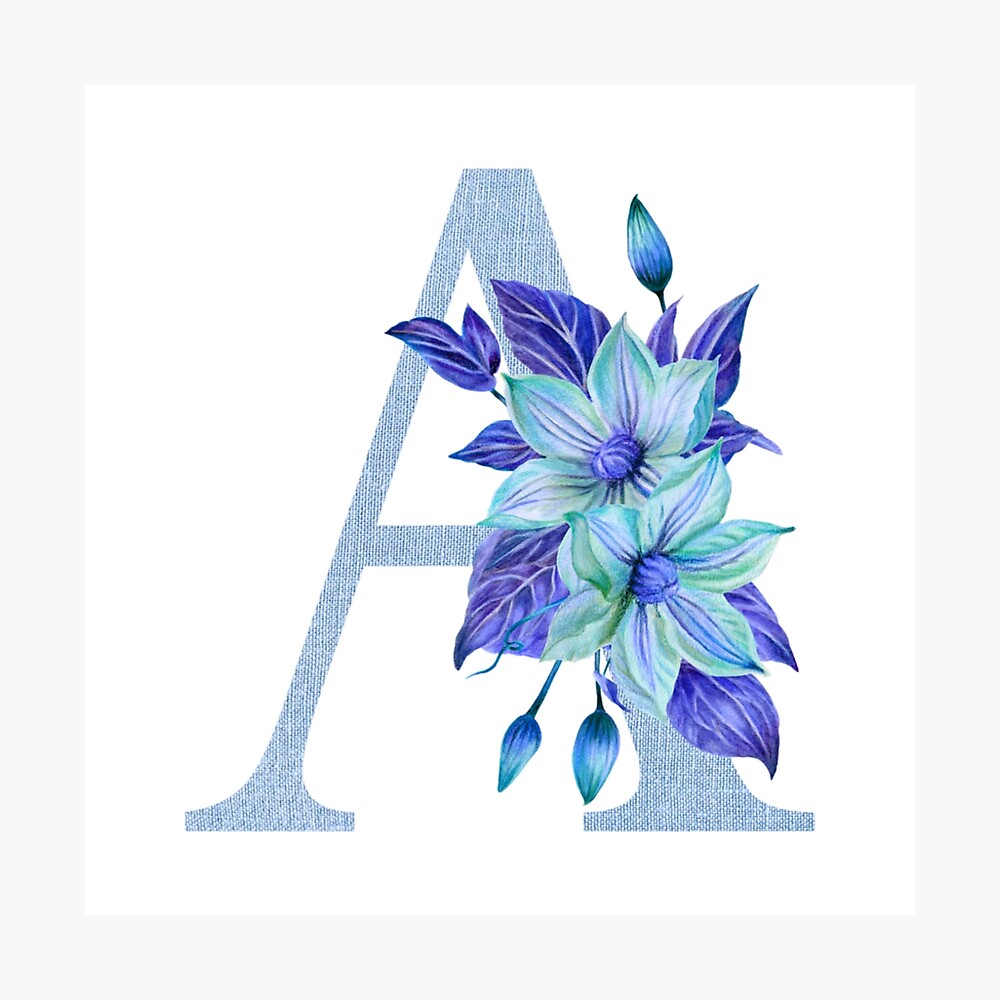 Blue floral monogram letter M Sticker for Sale by sereindesign