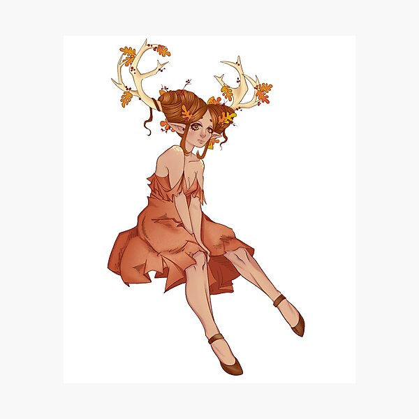 Autumnal Faun Fairy Photographic Print