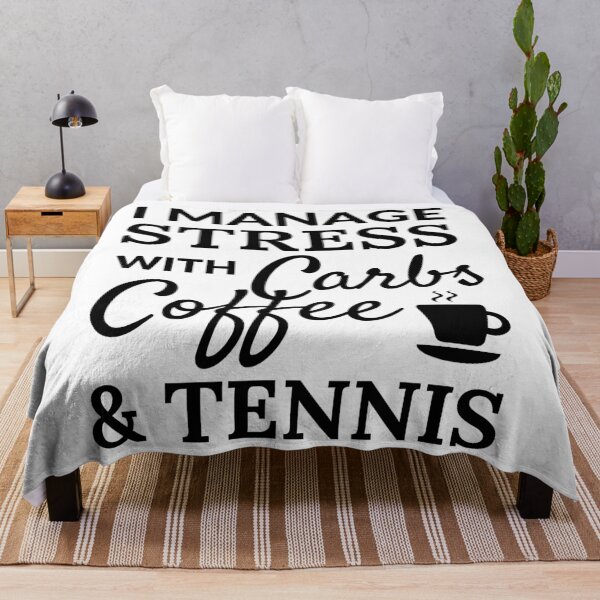 Item preview, I manage stress with carbs, coffee and tennis designed and sold by TheGreenGoat.