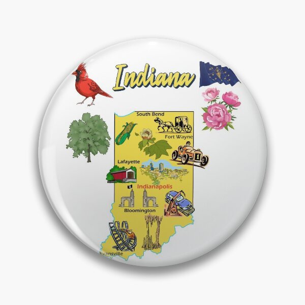 Item preview, Indiana state map with major cities, Tourist Destinations, landmarks, USA designed and sold by mashmosh.
