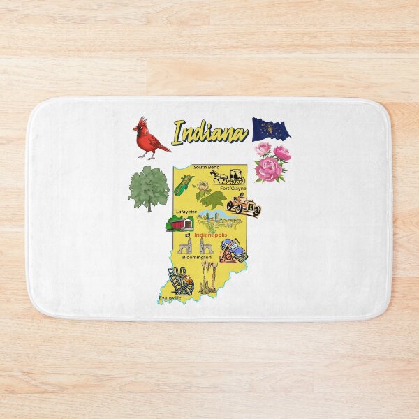 Item preview, Indiana state map with major cities, Tourist Destinations, landmarks, USA designed and sold by mashmosh.
