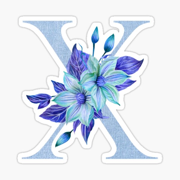 Blue floral monogram letter M Sticker for Sale by sereindesign