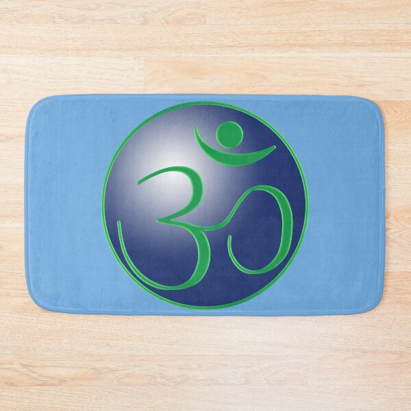 Artikelvorschau, OM-Logo - Grün auf Blau entworfen und verkauft von Fractal Journeys, etc. .