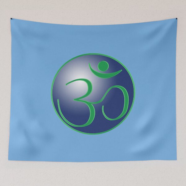 Item preview, OM Logo - Green on Blue designed and sold by Fractal Journeys, etc. .