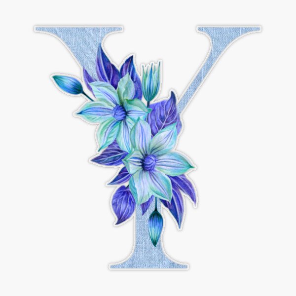 Blue floral monogram letter M Sticker for Sale by sereindesign