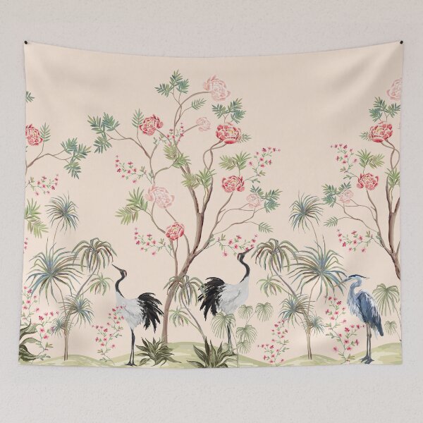 Item preview, Chinoiserie with Palm Trees and Herons designed and sold by nouveaudecor.