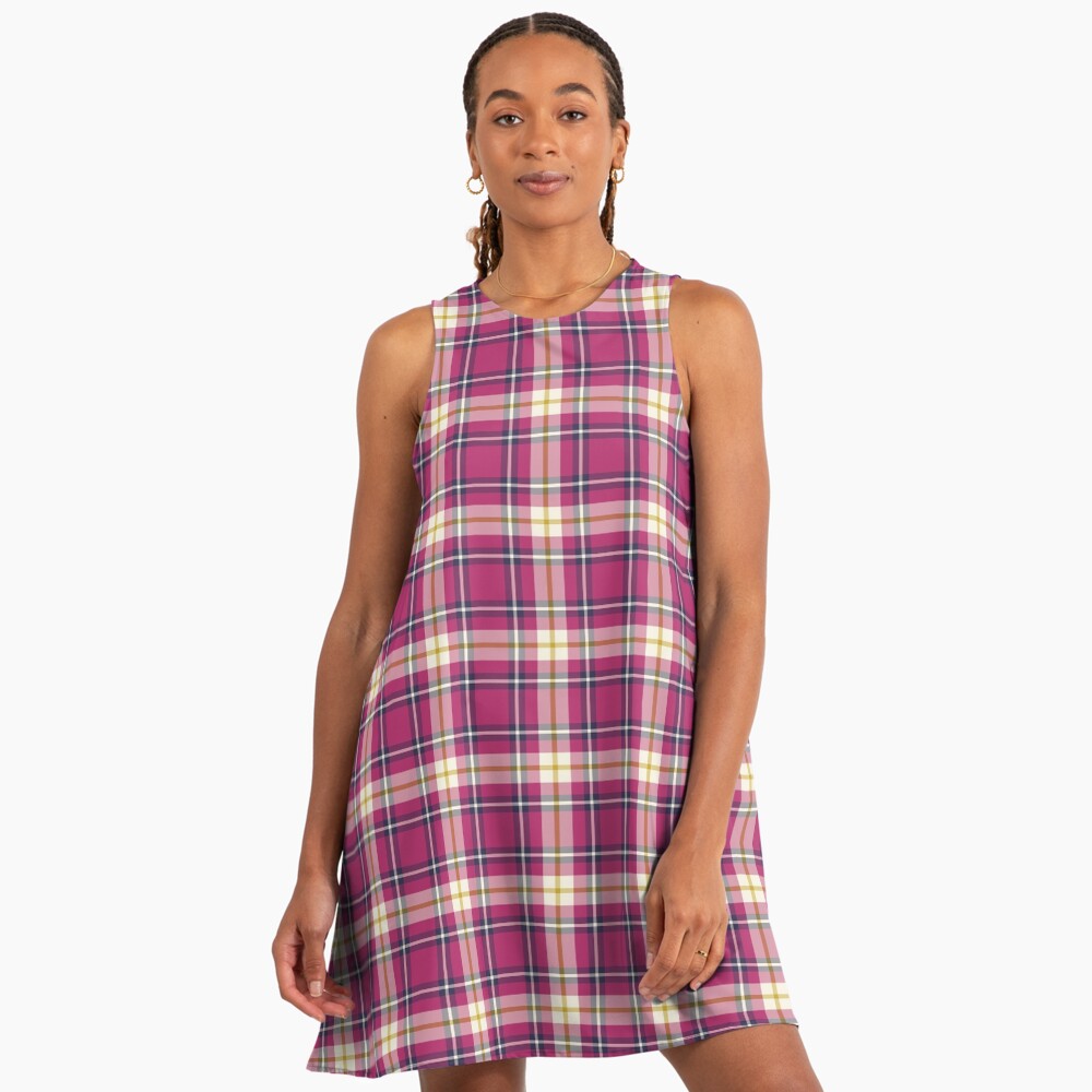 Hot Pink and Navy Blue Plaid" A-Line Dress for Sale by plaidwerx | Redbubble