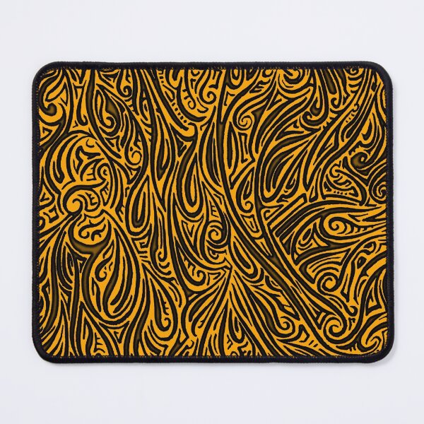 Item preview, Swirling Abstract Line Art in Black on Orange designed and sold by MathenaArt.