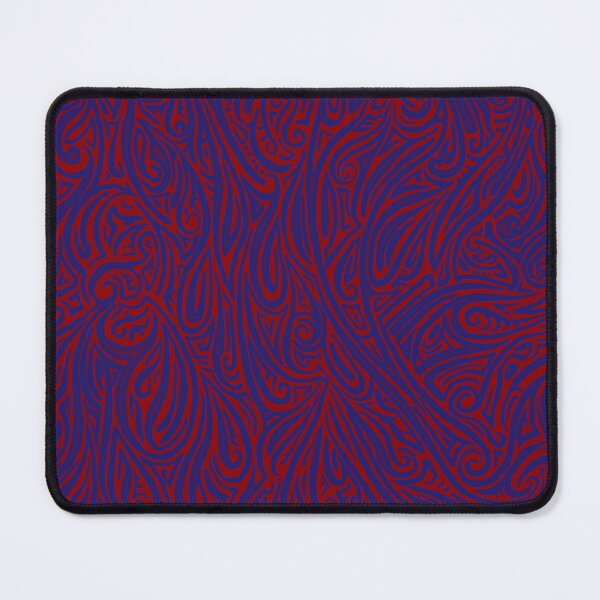 Item preview, Swirling Abstract Line Art in Shades of Blue on Red designed and sold by MathenaArt.