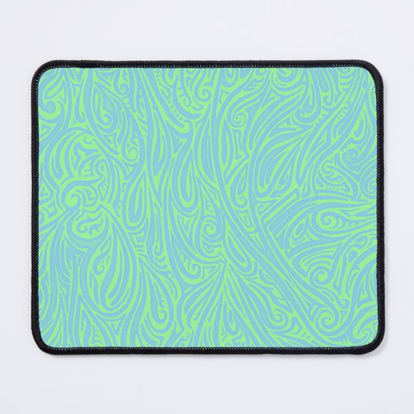 Item preview, Swirling Abstract Line Art in Light Blue on Green designed and sold by MathenaArt.