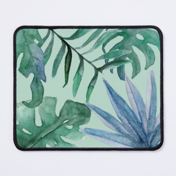 Item preview, Tropical Vibe Leafy Pattern in Blues and Teals designed and sold by JulieSouster.