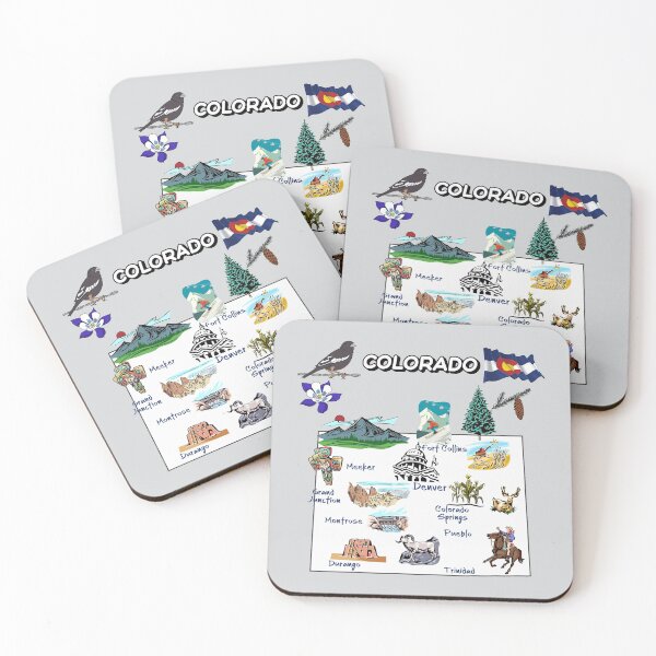Item preview, Hand Drawn Illustration of Colorado Map with Tourist Destinations, attractions, USA designed and sold by mashmosh.