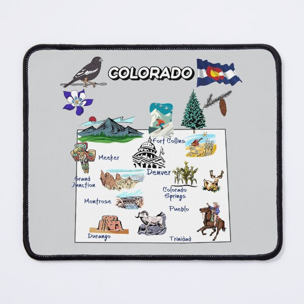 Item preview, Hand Drawn Illustration of Colorado Map with Tourist Destinations, attractions, USA designed and sold by mashmosh.