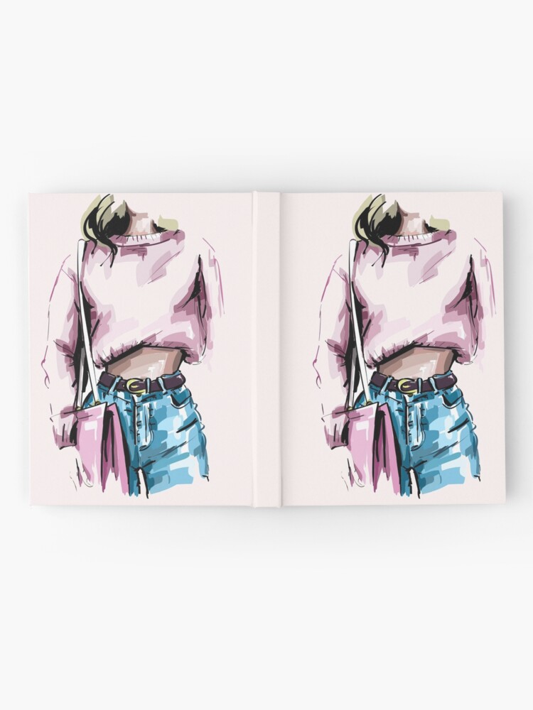 Half Body Fashion Illustration Of A Girl In Blue Jeans And Leather Jacket  Stock Illustration - Download Image Now - iStock