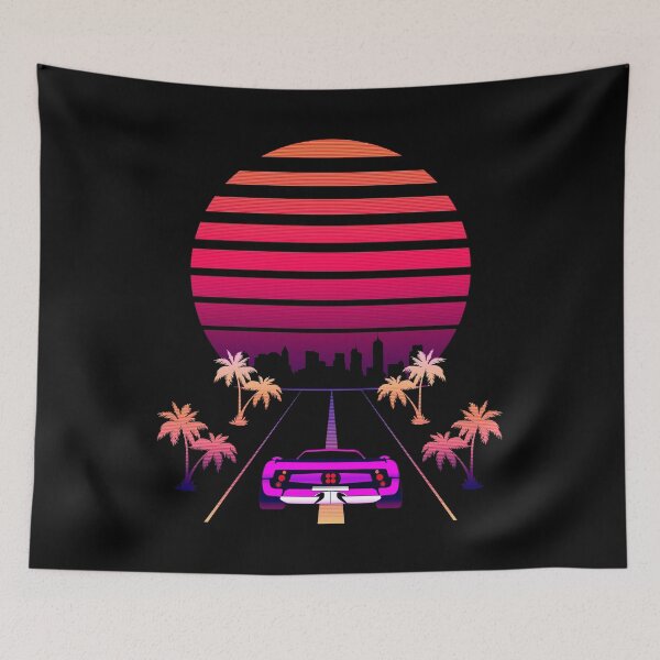 Item preview, Synthwave Sunset, and Retro 80s Sport Fast Car print designed and sold by D-C-Designs.