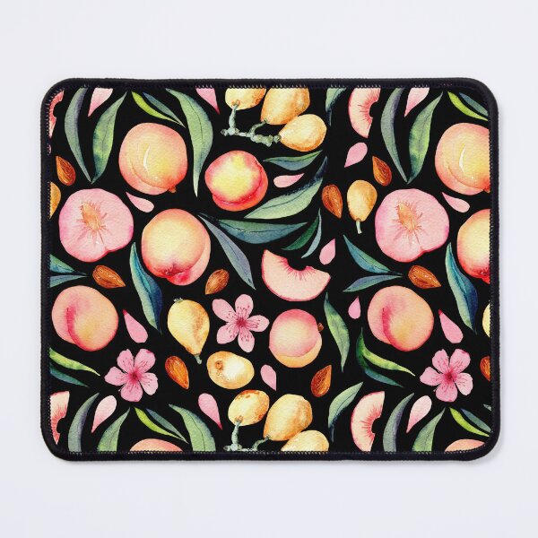 Item preview, Peaches and medlar watercolor pattern on black designed and sold by AnjeseAnna.