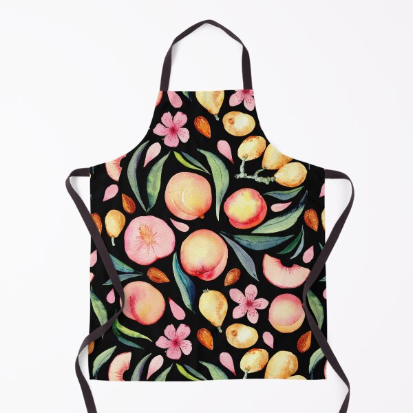 Item preview, Peaches and medlar watercolor pattern on black designed and sold by AnjeseAnna.