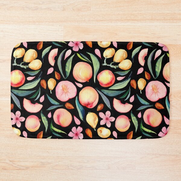 Item preview, Peaches and medlar watercolor pattern on black designed and sold by AnjeseAnna.