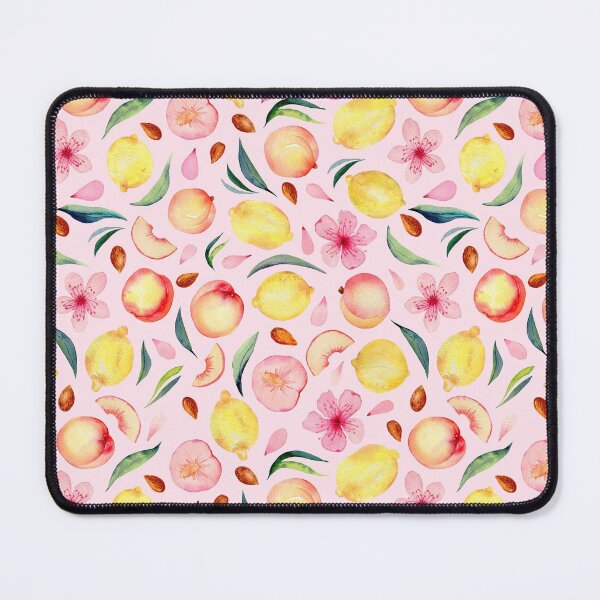 Item preview, Peaches and lemons watercolor pattern on black designed and sold by AnjeseAnna.