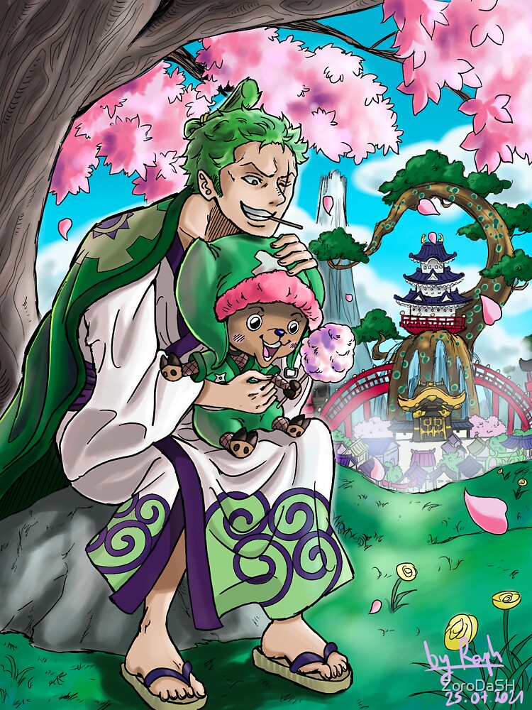 One Piece Zoro Chopper Wano Kuni Sticker By Zorodash Redbubble